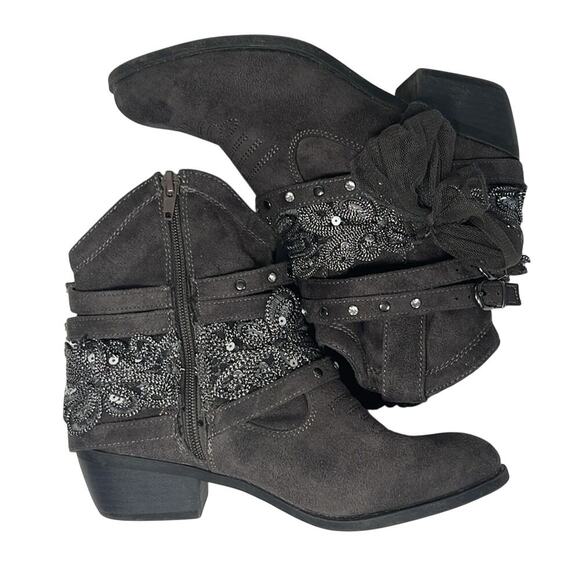 Not Rated Midas Gray Embellished Cowgirl  Boots Women's Size 6 - Picture 7 of 9